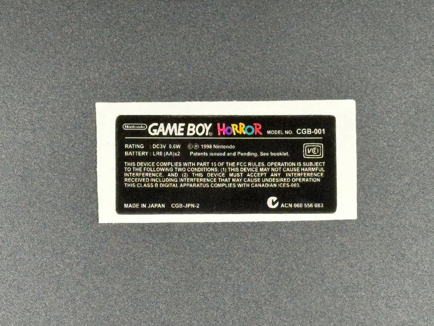 Game Boy Horror Sticker Replacement