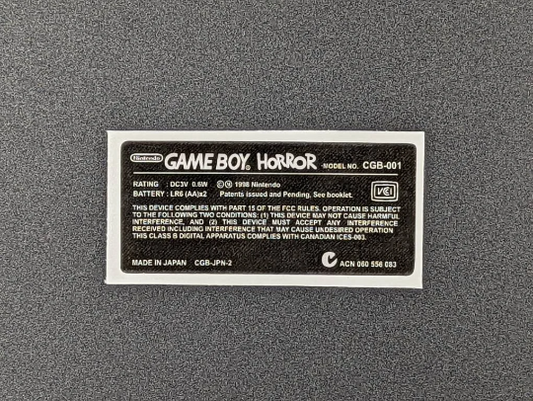 Game Boy Horror Sticker Replacement